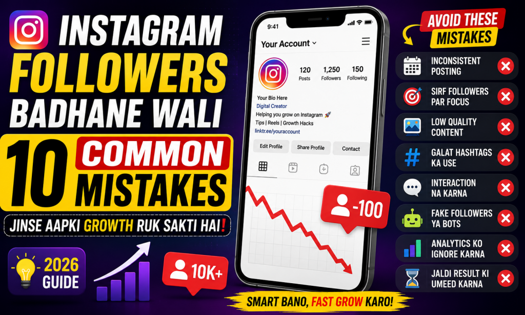 Instagram Followers Badhane Wali 10 Common Mistakes: Jinse Aapki Growth Ruk Sakti Hai (2026 Guide)