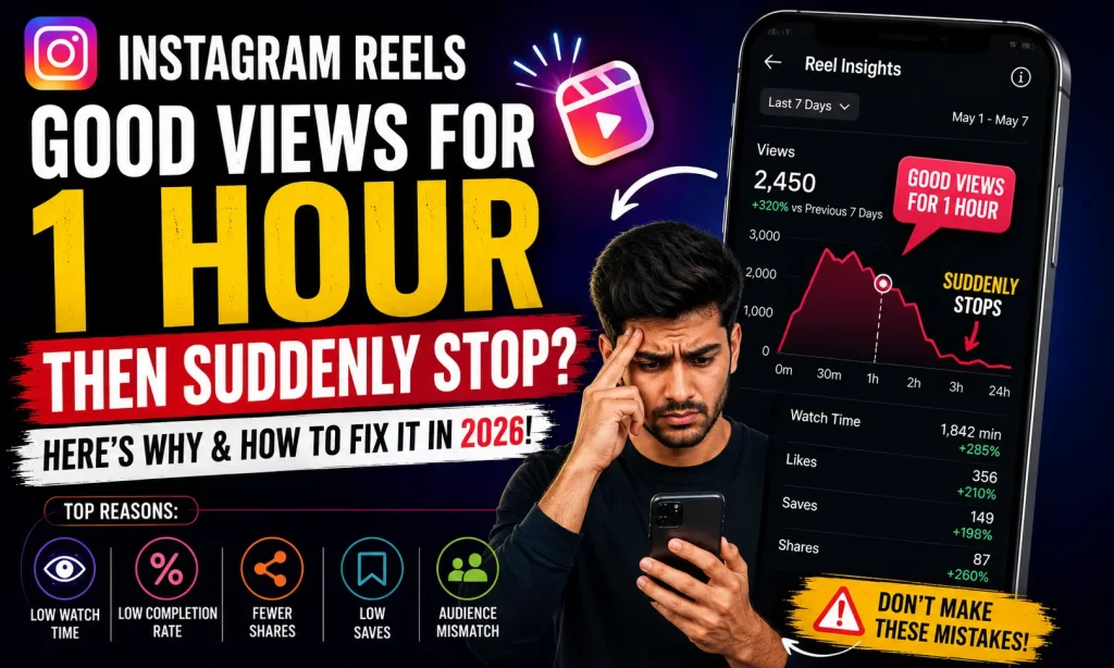 Why Your Instagram Reels Get Good Views for 1 Hour and Then Suddenly Stop (2026 Guide)